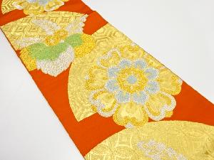 アンティーク　地紙に華文・桐模様織出し袋帯（着用可）